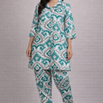 Green & White Ikat-Print co-ord set Set (Shirt + Bottom)